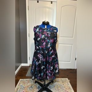 Lane Bryant Black Floral Asymmetrical Dress